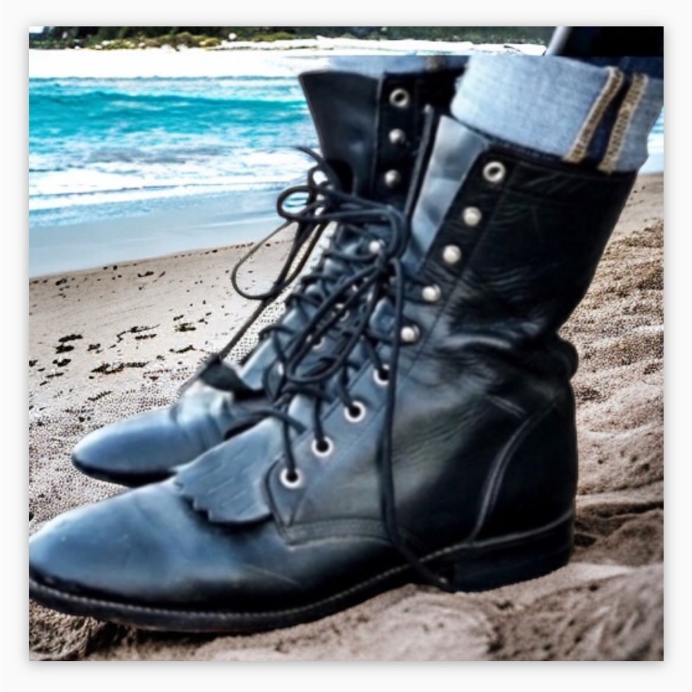 Black Classic Laredo Roper Boot- EUC Sz 5 Genuine leather☀️🖤 - Picture 7 of 14
